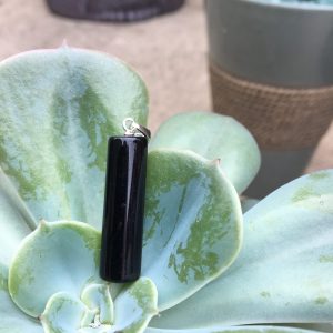 JEWELLERY, PENDANTS black obsidian tube 3cm