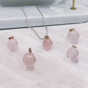 rose quartz skull pendant