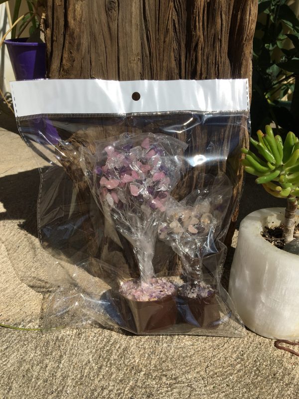 BOXED & BAGGED ITEMS amethyst- clear quartz- rose quartz trees