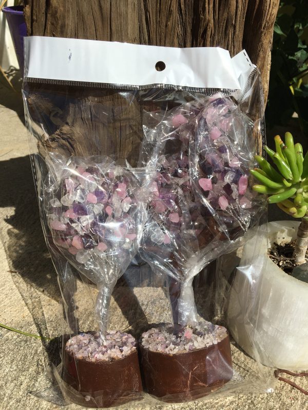 BOXED & BAGGED ITEMS amethyst- rose quartz- clear quartz trees