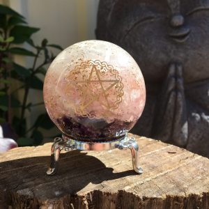 ORGANITE amethyst rose quartz & selenite sphere 6cm (each)