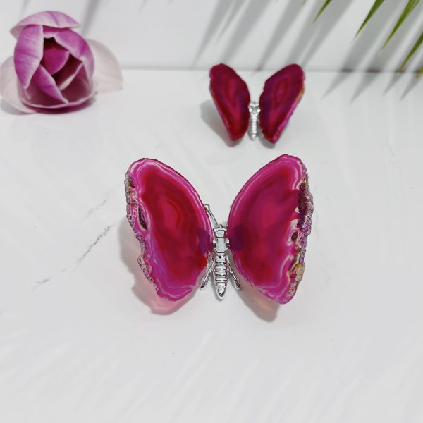 Pink Agate butterfly 9cm